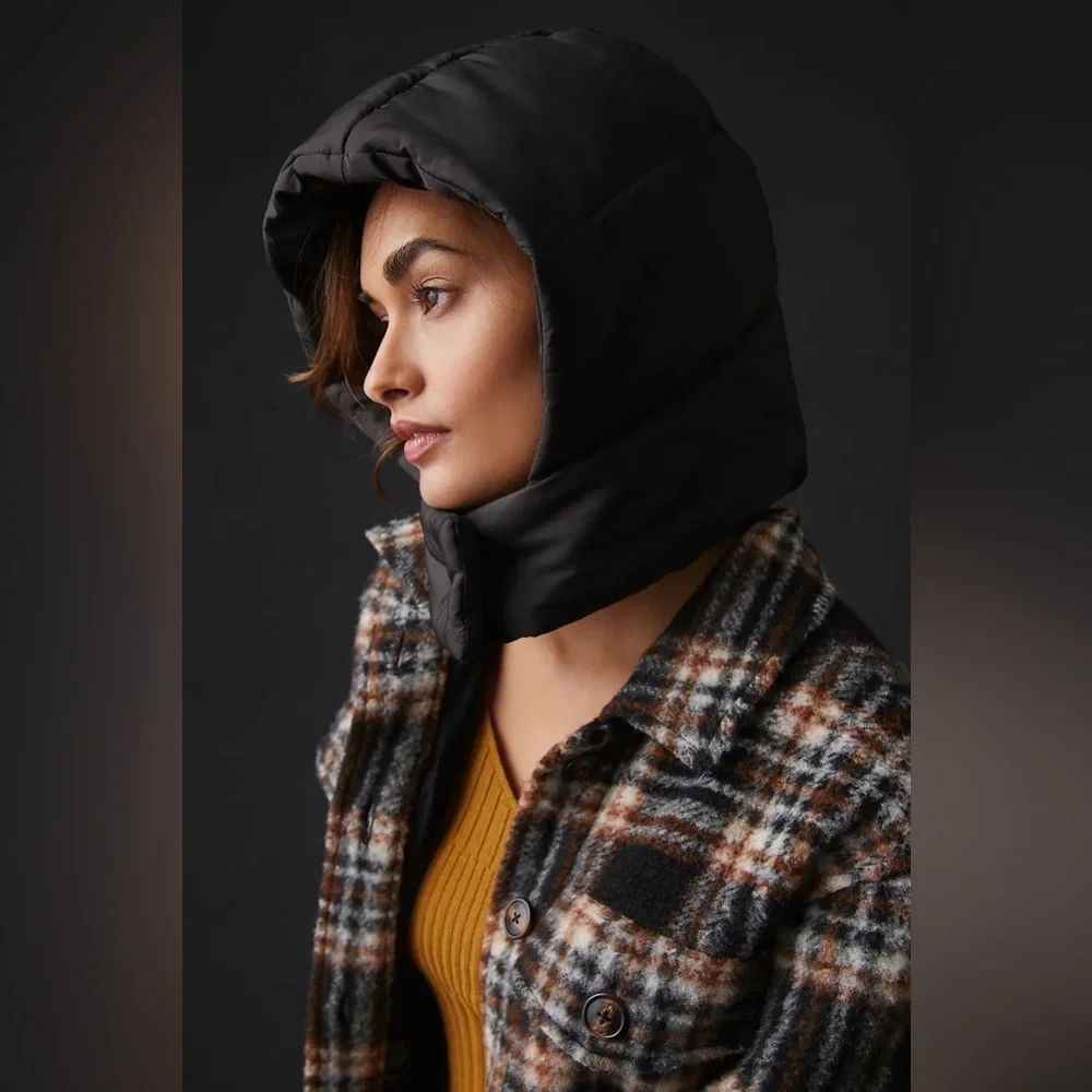 Anthropologie  Mauve  Black Puffer  Hoodie